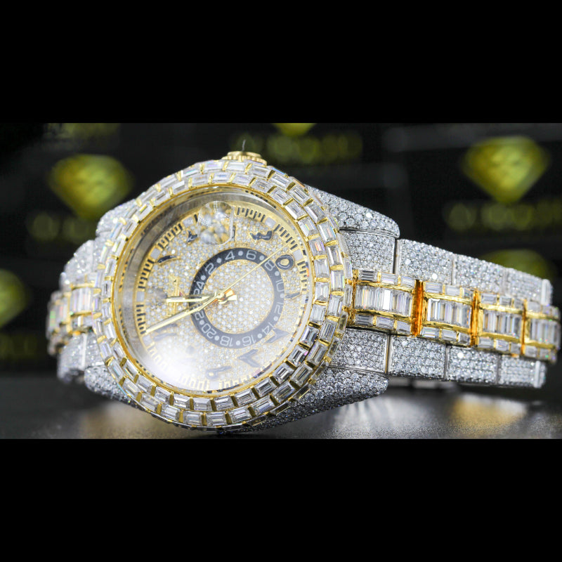 Moissanite Studded Watch Swiss Movement Automatic Watch For Man