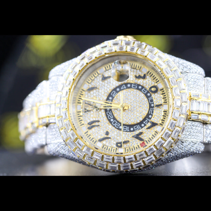 Moissanite Studded Watch Swiss Movement Automatic Watch For Man