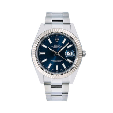 Rolex Blue Dial With Stainless Steel Oyster Bracelet Watch Front View