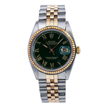 Rolex Datejust Green Dial Two Tone Steel Gold Jubilee Men’s Watch Front View