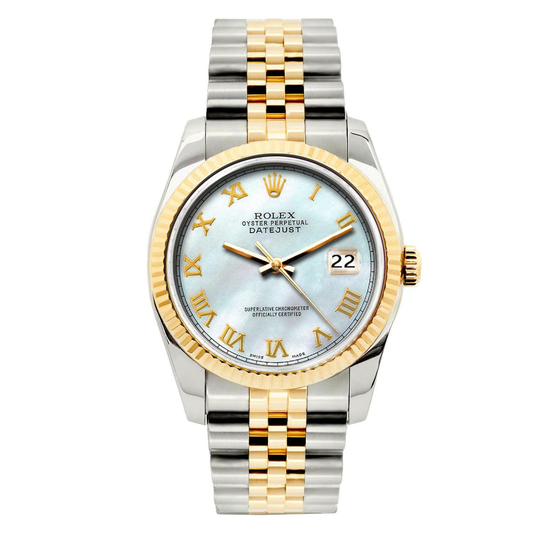 Rolex Datejust Jubilee Mother of Pearl Two Tone Watch Front View