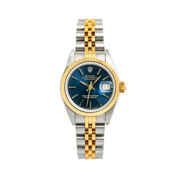 Rolex Datejust Two Tone Blue Dial Watch Front View