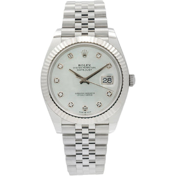 Rolex Datejust White Dial With Metal Bracelet Watch Front View