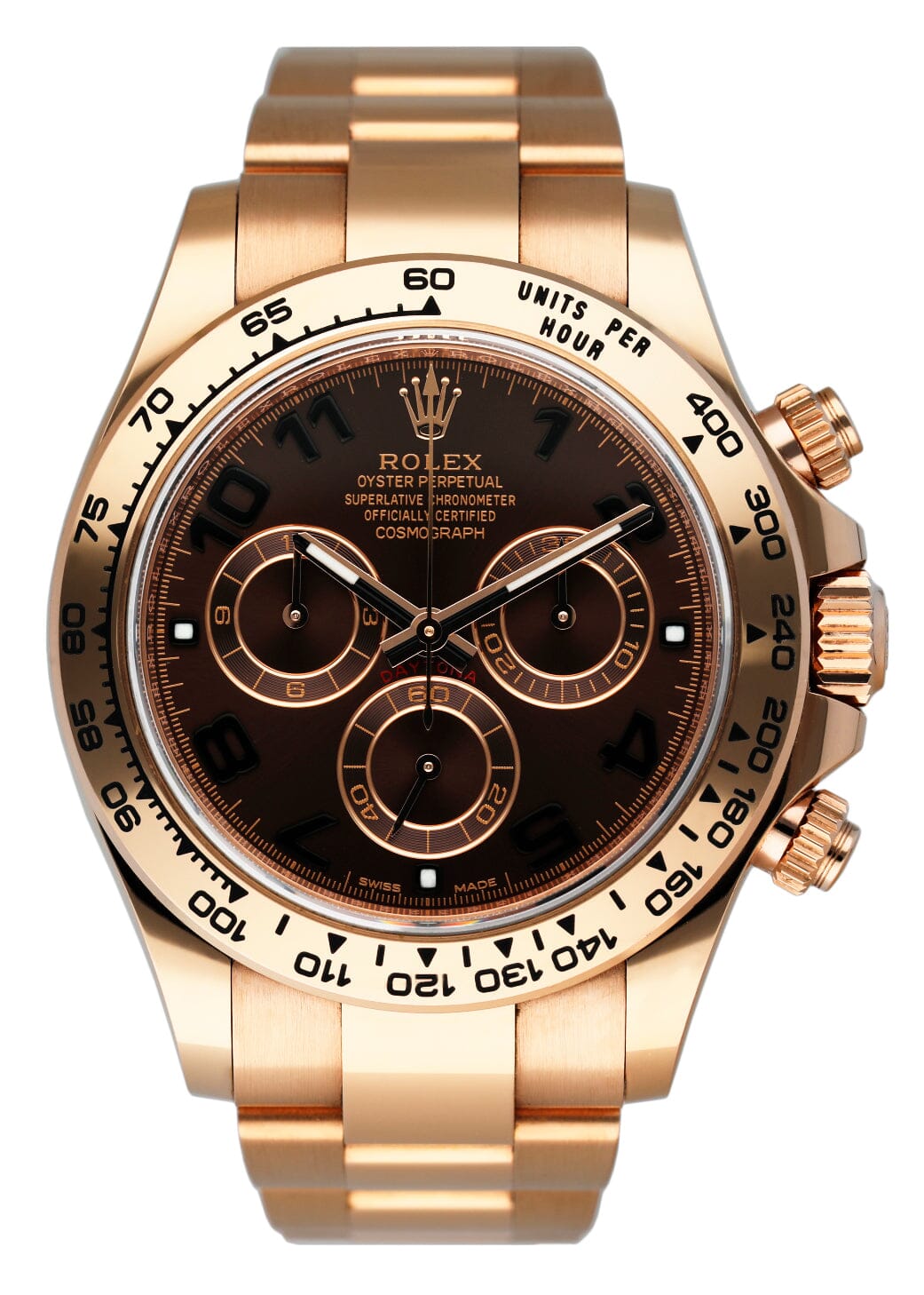 Rolex Daytona Rose Metal Brown Dial Mens Watch Front View