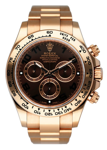 Rolex Daytona Rose Metal Brown Dial Mens Watch Front View