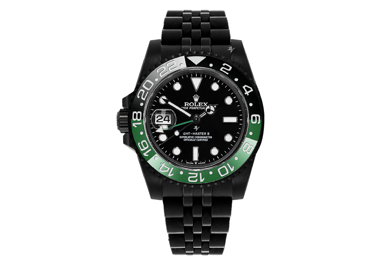 Rolex GMT-Master II Green Tone Black Dial Watch Front View