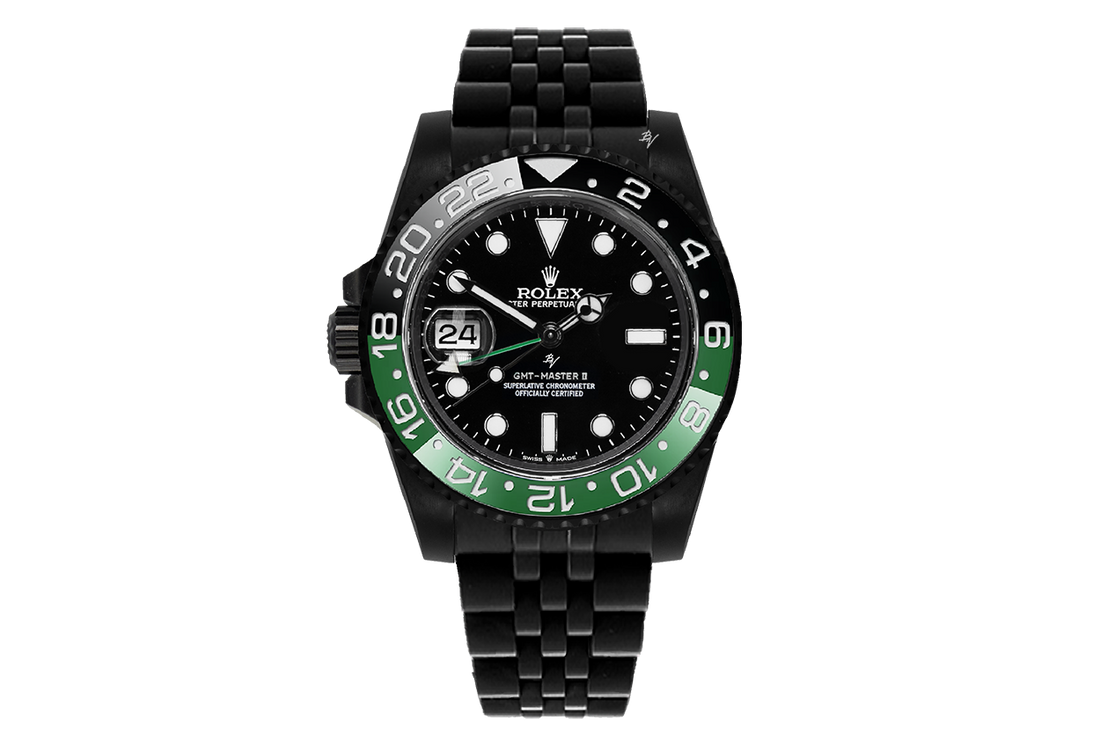 Rolex GMT-Master II Green Tone Black Dial Watch Front View