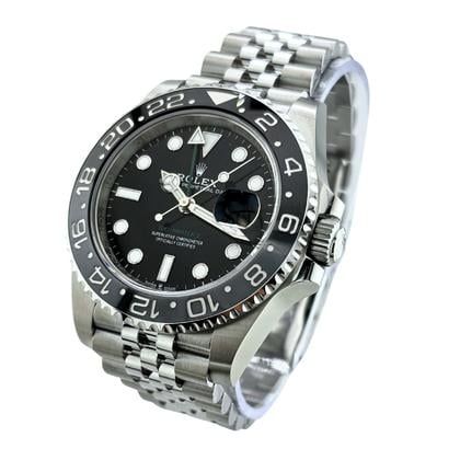 Rolex Oyster Perpetual Black Dial GMT Master II Watch Front View