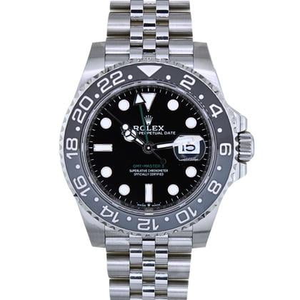Rolex Oyster Perpetual Black Dial GMT Master II Watch Front View