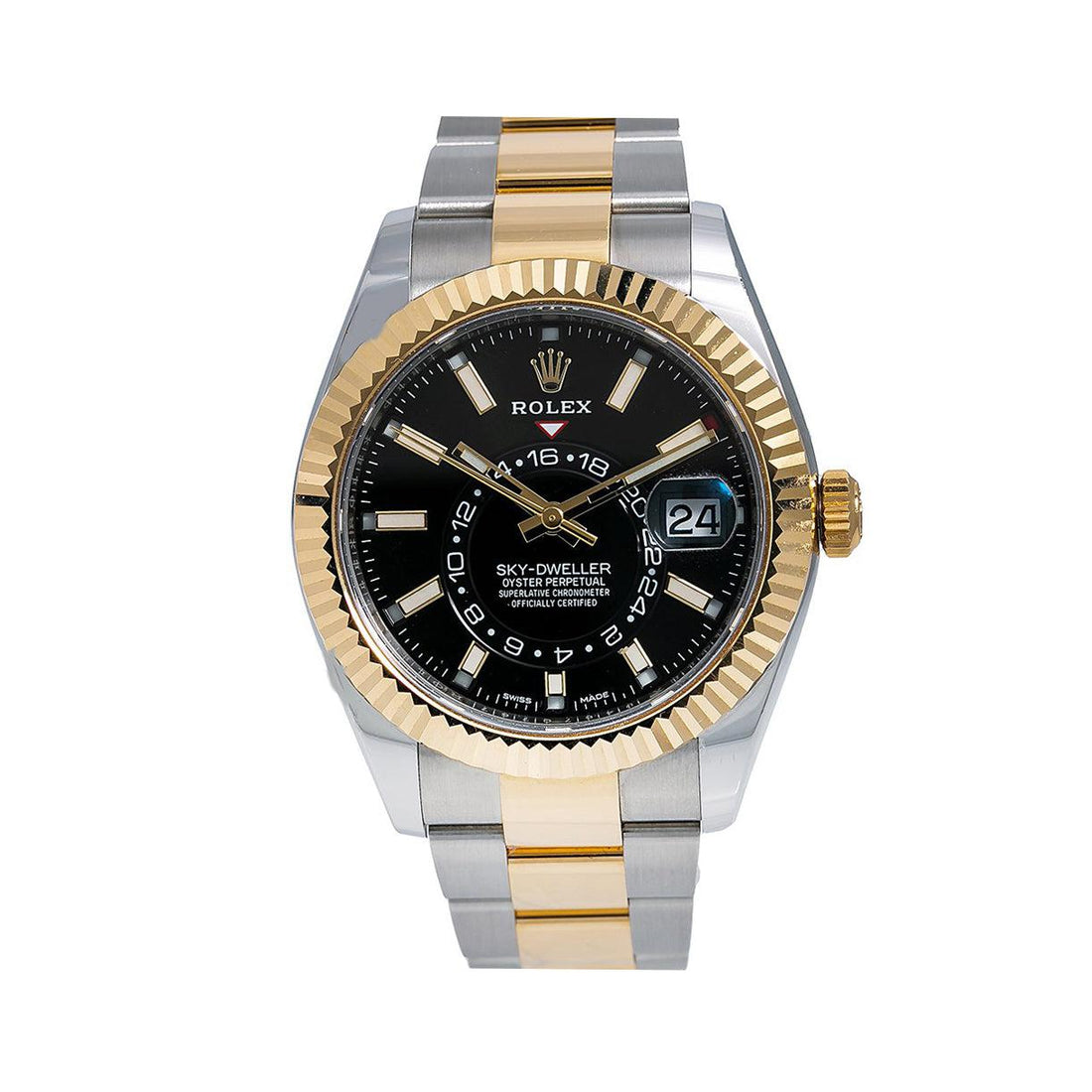 Rolex Sky-Dweller Black Dial With Two Tone Watch Front View