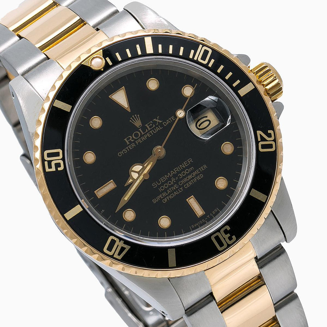 Rolex Submariner Date Black Dial With Two Tone Watch Front View