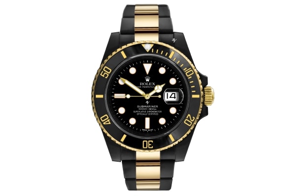 Rolex Submariner Two Tone Black Dial Watch Front View