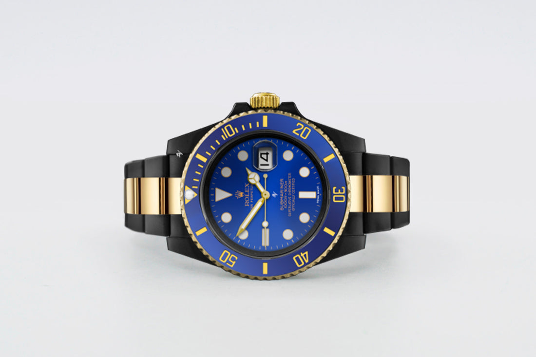 Rolex Submariner Two Tone Blue Dial Watch Front View