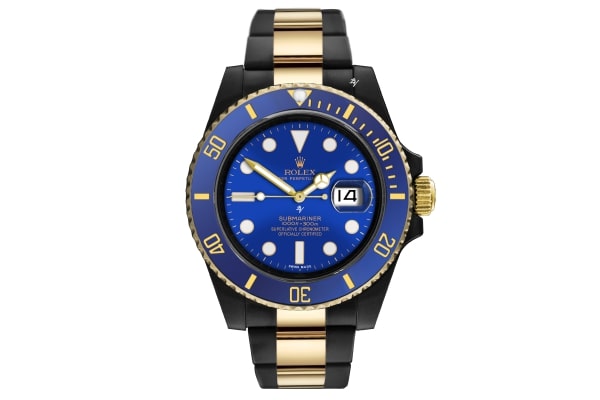 Rolex Submariner Two Tone Blue Dial Watch Front View