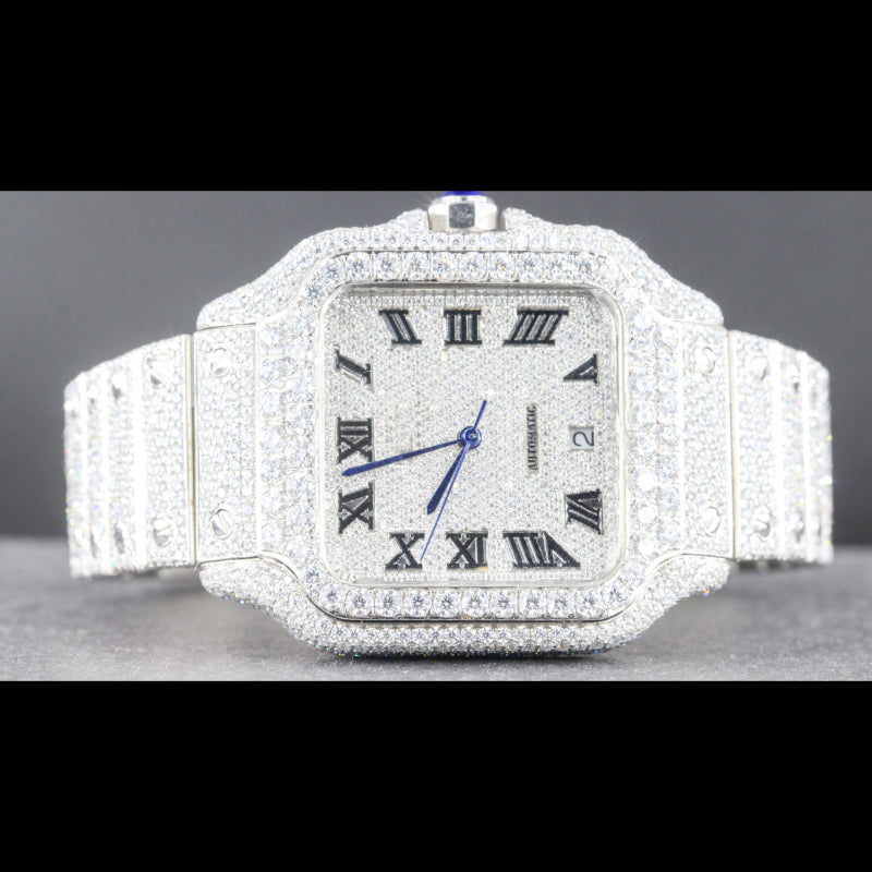 Moissanite Iced Out Watch Swiss Movement Automatic Watch For Man