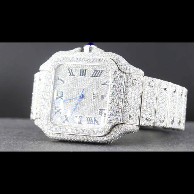 Moissanite Iced Out Watch Swiss Movement Automatic Watch For Man