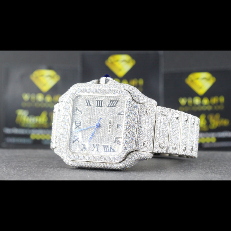 Moissanite Iced Out Watch Swiss Movement Automatic Watch For Man