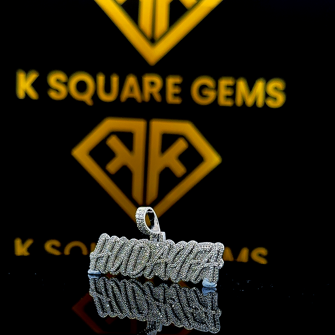 Experience the Wave 1.55 Carat Round VVS1 Moissanite Custom Pendant in 925 Sterling Silver.