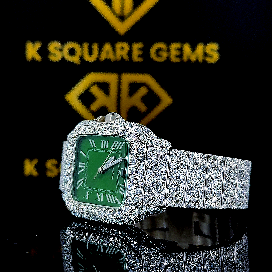 MOISSANITE ICED OUT WATCH SWISS MOVEMENT AUTOMATIC WATCH FOR MAN