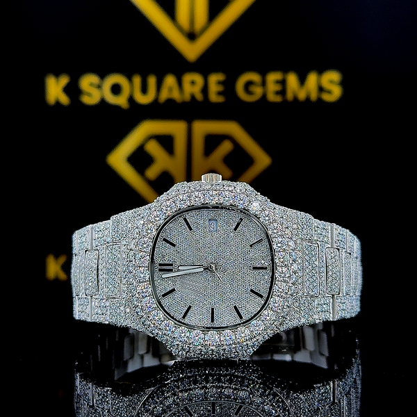 MOISSANITE ICED OUT WATCH SWISS MOVEMENT AUTOMATIC WATCH FOR MAN