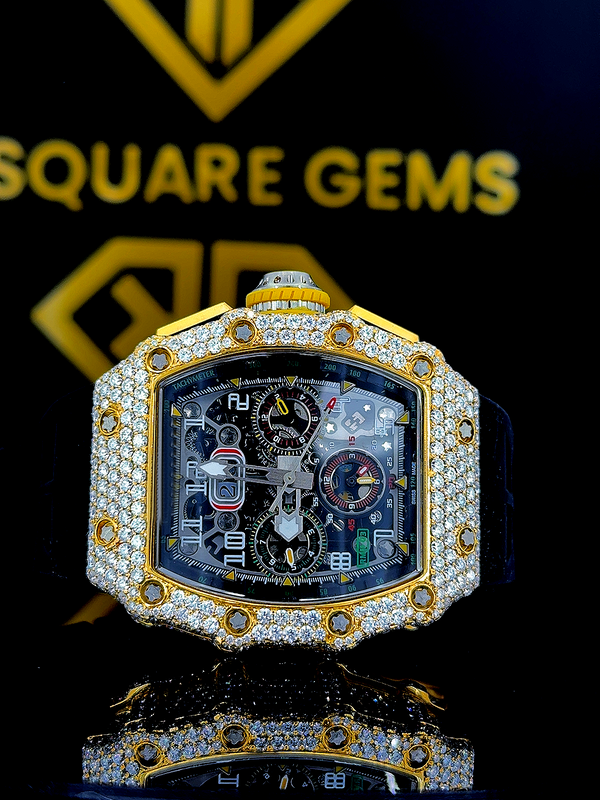 MOISSANITE ICED OUT WATCH SWISS MOVEMENT AUTOMATIC WATCH FOR MAN