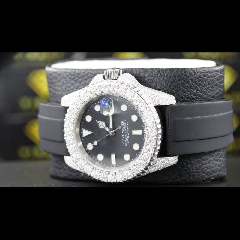 Moissanite Iced Out Watch Swiss Movement Automatic Watch For Man