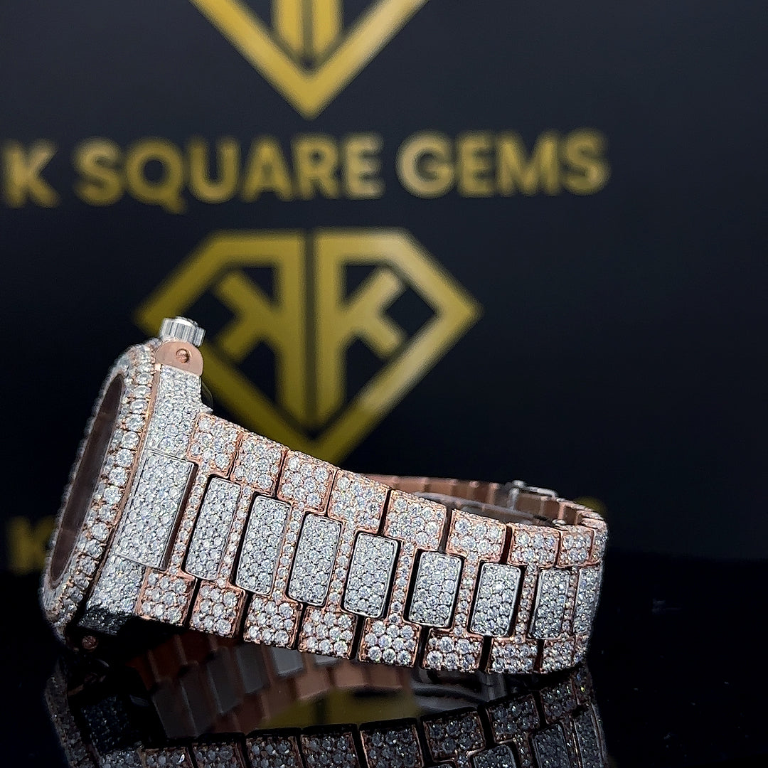 MOISSANITE ICED OUT WATCH SWISS MOVEMENT AUTOMATIC WATCH