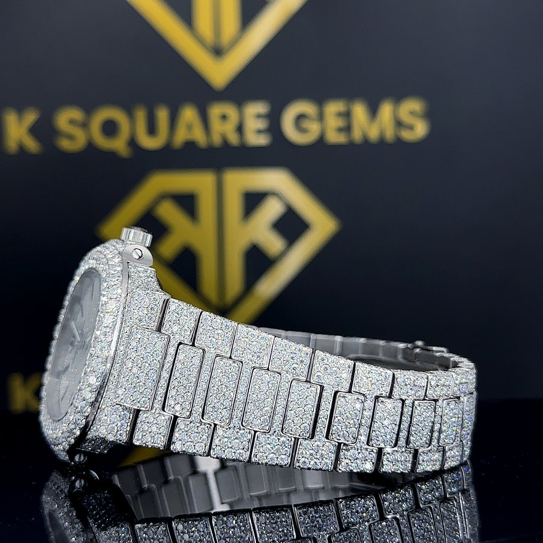 MOISSANITE ICED OUT WATCH SWISS MOVEMENT AUTOMATIC WATCH