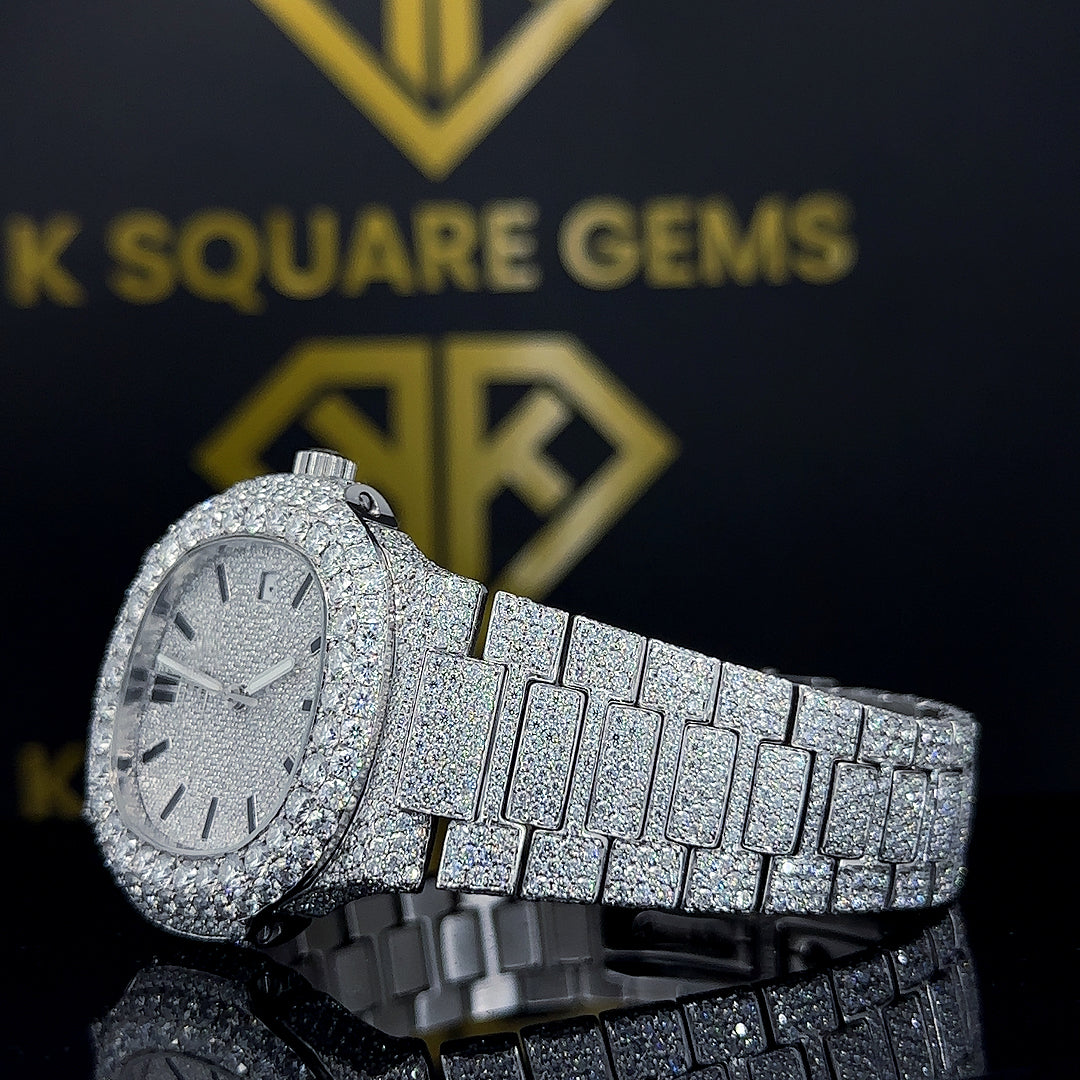 MOISSANITE ICED OUT WATCH SWISS MOVEMENT AUTOMATIC WATCH