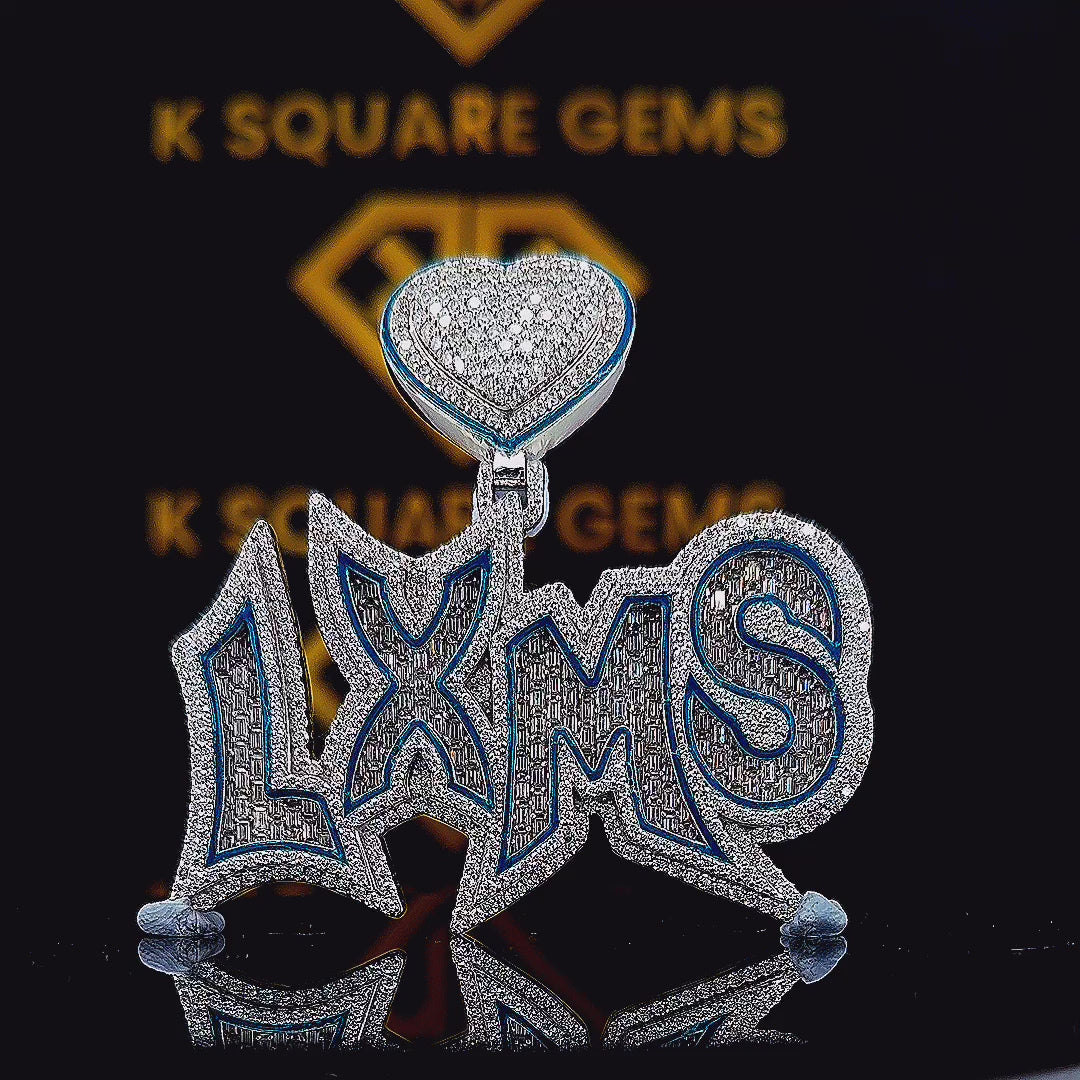 The LXWave Round Moissanite Hip Hop Pendant features a 9.62 Ct VVS1 Moissanite diamond in 925 sterling silver