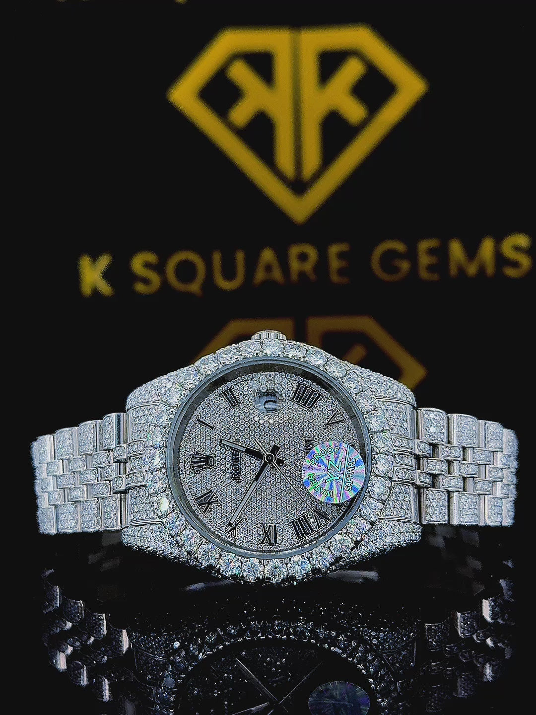 Bust Down Datejust Roman Numeral Moissanite Diamond Watch