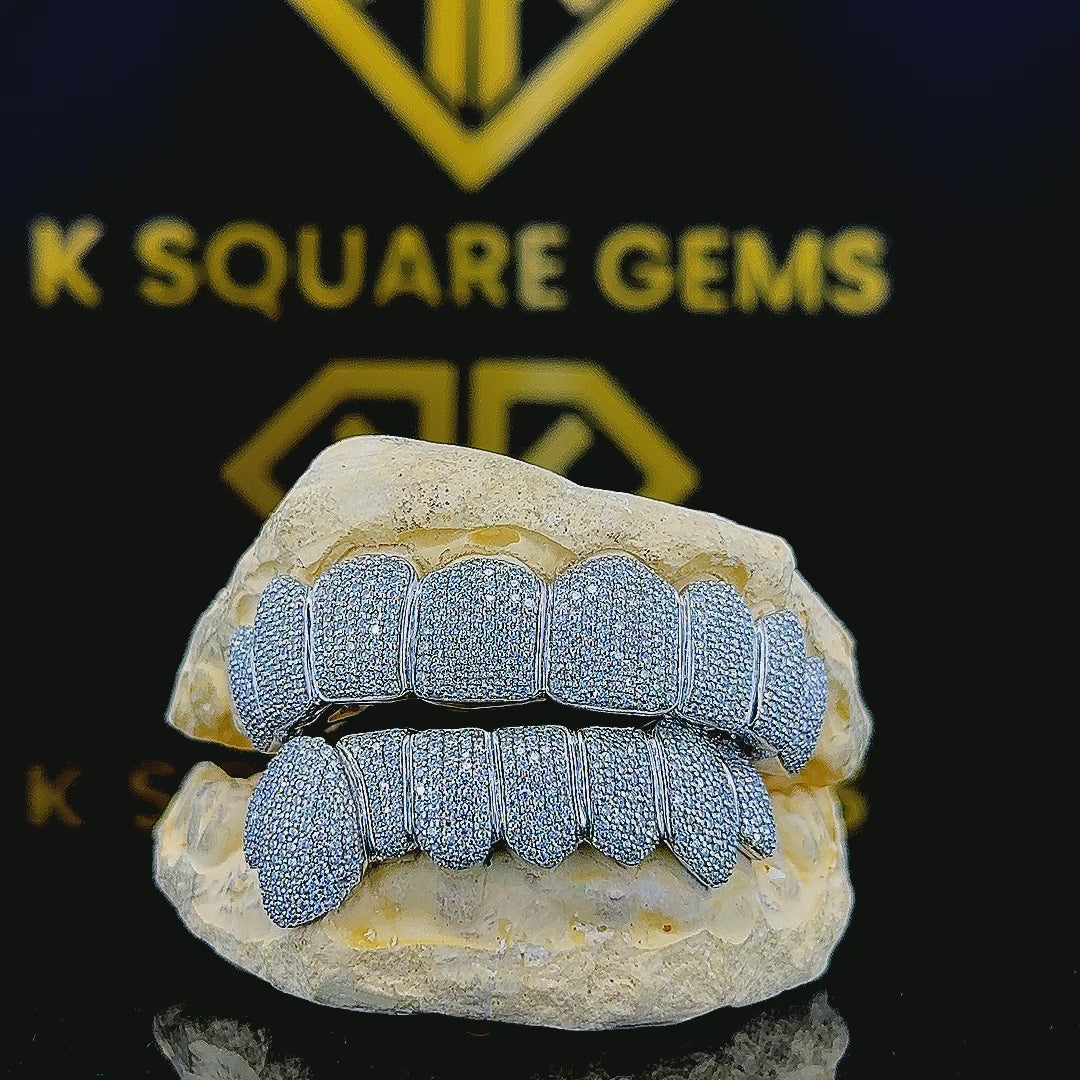 Custom Hip Hop Iced out 925 Sterling Silver VVS Moissanite Diamond Grillz Gold Plated Jewelry with Sparkling Pass Diamond Tester