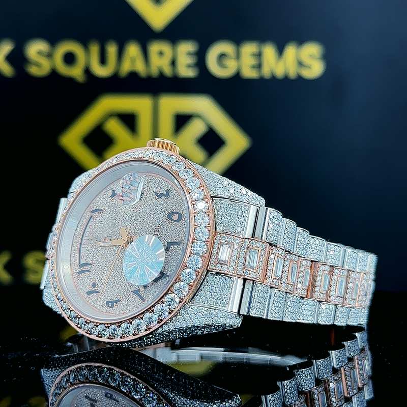 MOISSANITE ICED OUT WATCH SWISS MOVEMENT AUTOMATIC WATCH FOR MAN