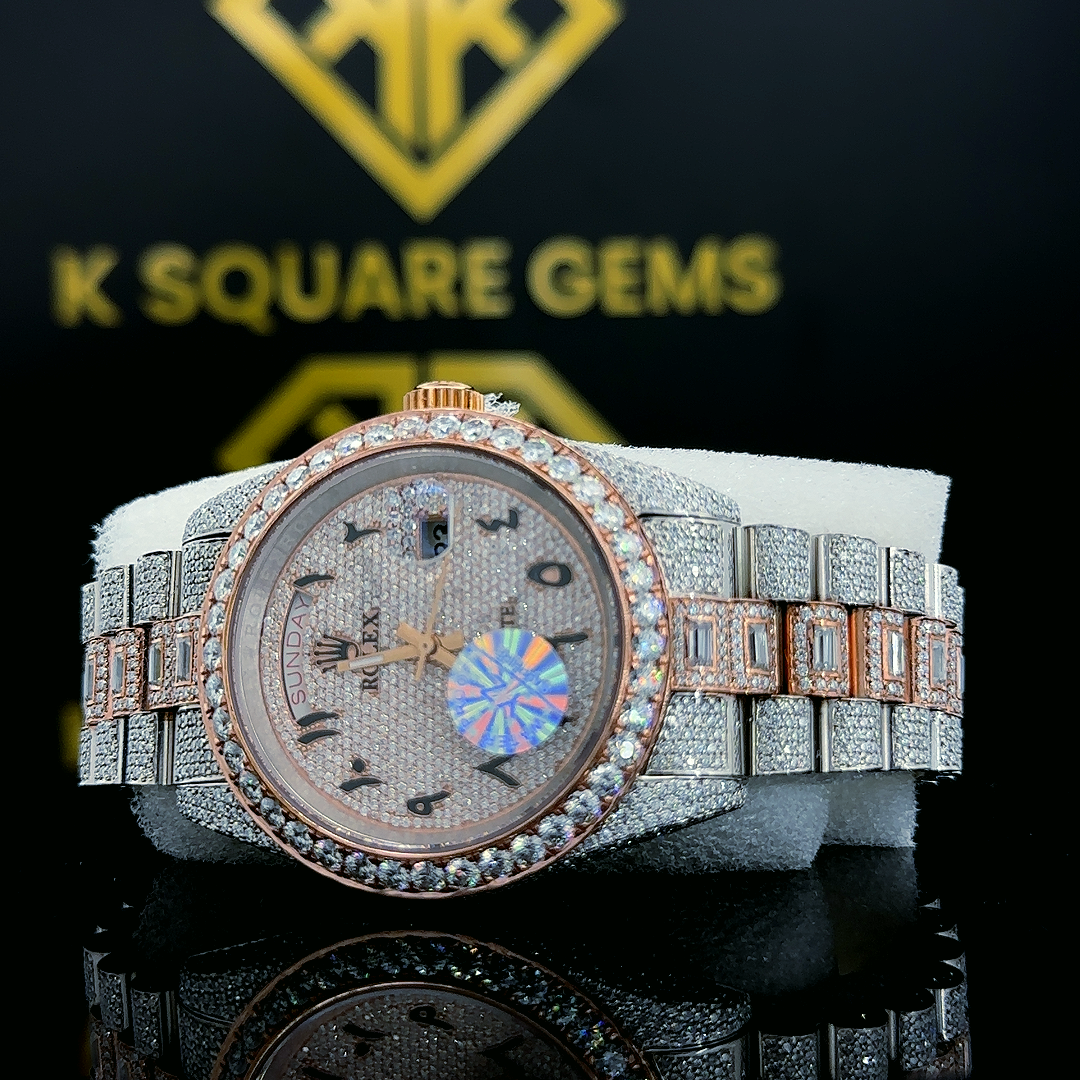 MOISSANITE ICED OUT WATCH SWISS MOVEMENT AUTOMATIC WATCH FOR MAN