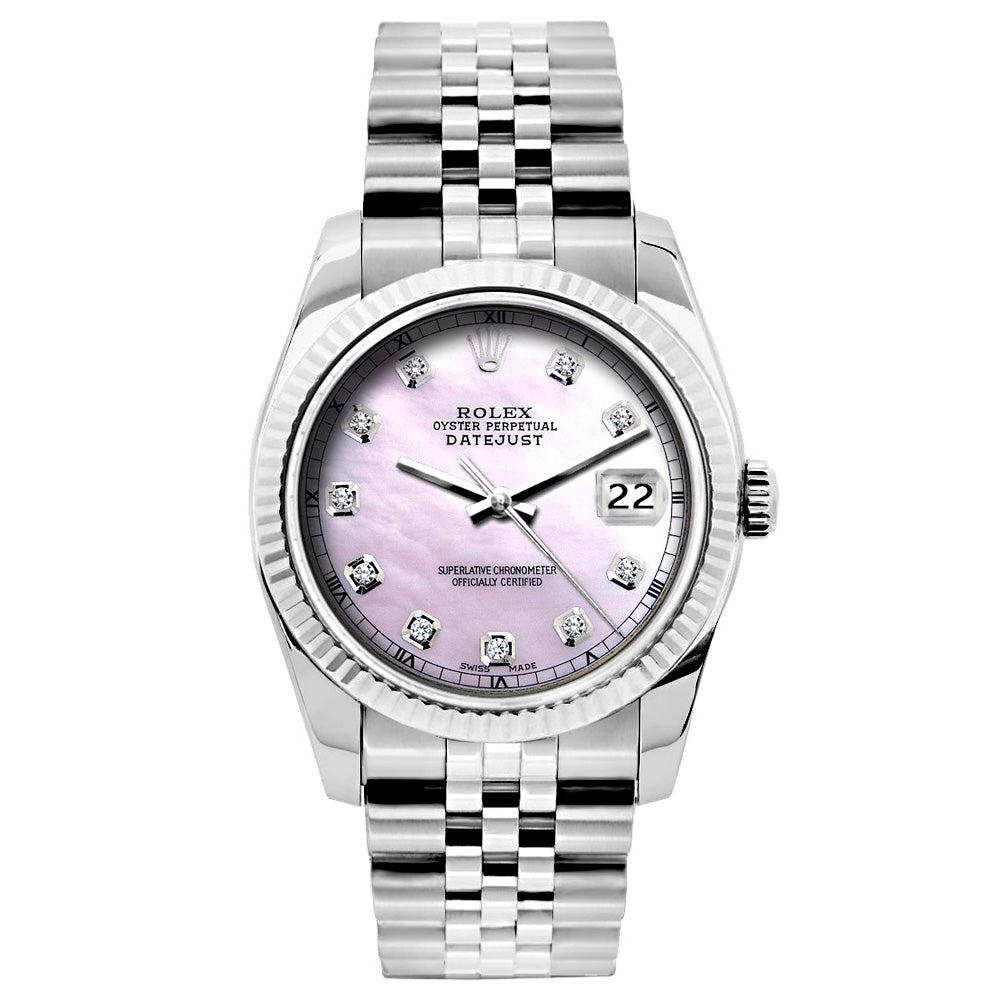 Rolex Datejust Stainless Steel Bracelet Pink Mother of Pearl Dial