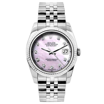 Rolex Datejust Stainless Steel Bracelet Pink Mother of Pearl Dial
