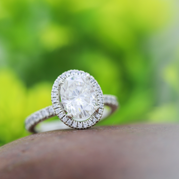 Oval Cut Moissanite Wedding Ring For Bridal - 14K White Gold