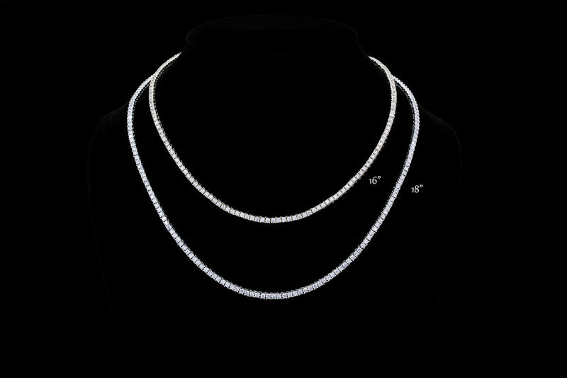 Tennis Necklace 2.00 mm 5.00-6.50 TCW Round Moissanite Diamond 14K White Gold