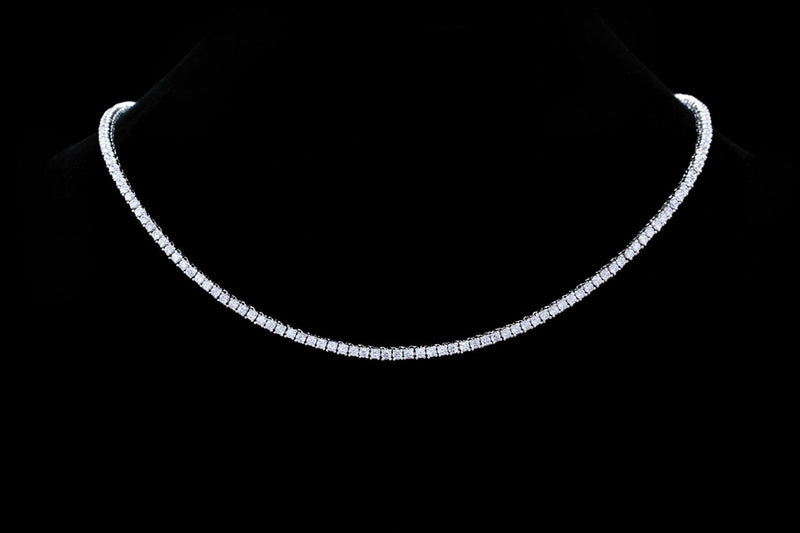 Tennis Necklace 2.00 mm 5.00-6.50 TCW Round Moissanite Diamond 14K White Gold