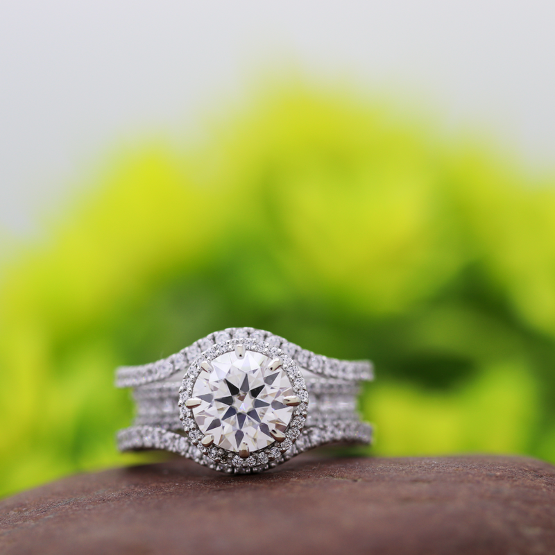 8.20 mm Round Cut Moissanite Wedding Ring For Bridal - 14K White Gold