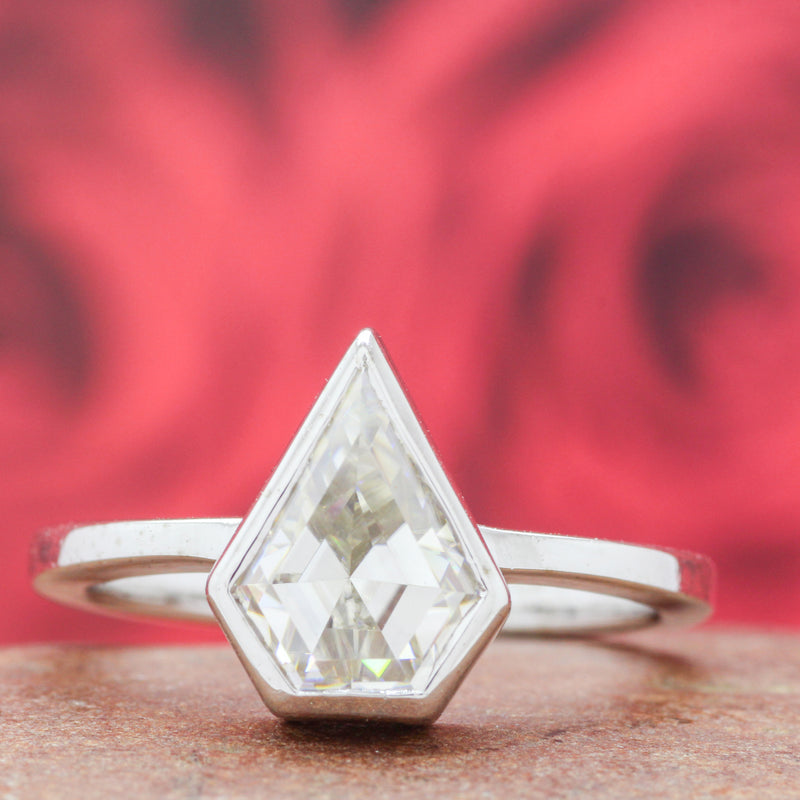 Kite Shaped Clear Moissanite Diamond Ring