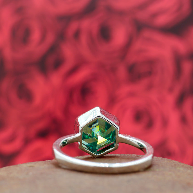 Bold and Beautiful Hexagon Moissanite Diamond Ring