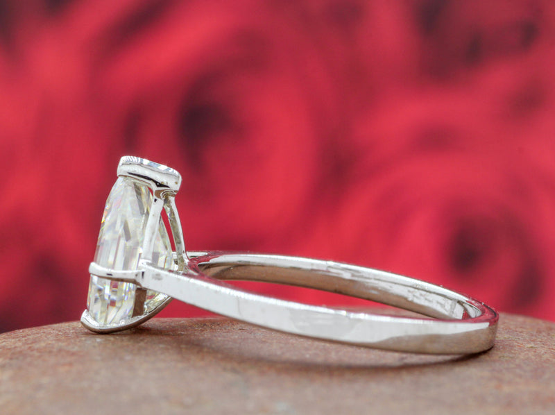 Kite Shaped Clear Moissanite Diamond Ring