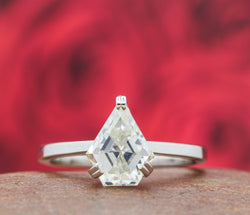 Classy Kite Cut Clear Moissanite Diamond Ring