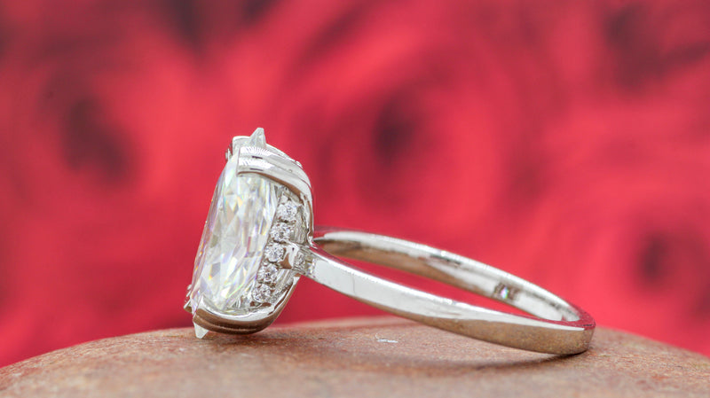 Classy Old School Dutch Marquise Moissanite Diamond Ring