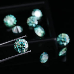 Blue Green Round  Cut Loose Moissanite Diamond