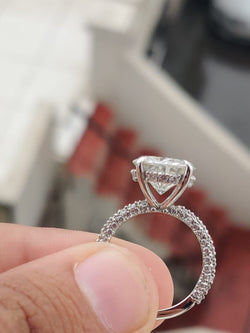 Antique Vintage Ring, 3 CT Near White Round Moissanite Ring, Engagement Ring, Wedding Ring, 14K White Gold Ring, Victorian Ring, Bridal Set
