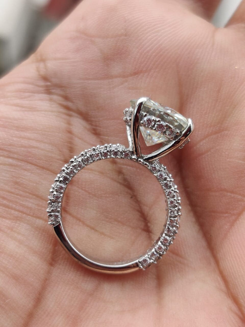 Antique Vintage Ring, 3 CT Near White Round Moissanite Ring, Engagement Ring, Wedding Ring, 14K White Gold Ring, Victorian Ring, Bridal Set