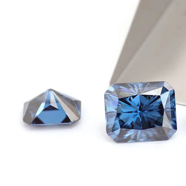 Royal Blue Color Radiant Cut Loose Moissanite Diamond
