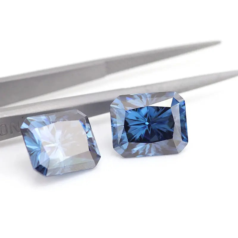 Royal Blue Color Radiant Cut Loose Moissanite Diamond